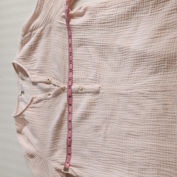 J Jill PJ Pink 3/4 Button Front V-Neck Popover Gauzy Lightweight Tunic Size S - Picture 11 of 12